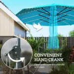15ft Double-Sided Outdoor Umbrella with Solar Lights, UPF50+ Extra Large Aluminum Patio Umbrella with Crank, Blue - Image 7