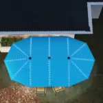15ft Double-Sided Outdoor Umbrella with Solar Lights, UPF50+ Extra Large Aluminum Patio Umbrella with Crank, Blue - Image 8
