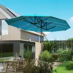 15ft Double-Sided Outdoor Umbrella with Solar Lights, UPF50+ Extra Large Aluminum Patio Umbrella with Crank, Blue - Image 9