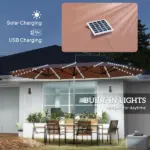 Outsunny 15 Ft Double-Sided Outdoor Umbrella with Solar Lights, UPF50+ Extra Large Aluminum Patio Umbrella with Crank, Tan - Image 5