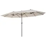 15 Ft Double-Sided Patio Umbrella Outdoor Market Extra Large Cream White with Crank for Deck Lawn Backyard Pool - Image 13