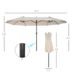 15 Ft Double-Sided Patio Umbrella Outdoor Market Extra Large Cream White with Crank for Deck Lawn Backyard Pool - Image 3