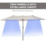 15 Ft Double-Sided Patio Umbrella Outdoor Market Extra Large Cream White with Crank for Deck Lawn Backyard Pool - Image 4