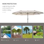 15 Ft Double-Sided Patio Umbrella Outdoor Market Extra Large Cream White with Crank for Deck Lawn Backyard Pool - Image 7