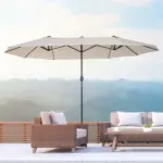15 Ft Double-Sided Patio Umbrella Outdoor Market Extra Large Cream White with Crank for Deck Lawn Backyard Pool - Image 8