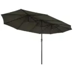 15ft Double-Sided Patio Umbrella Outdoor Market Extra Large Gray with Crank for Deck Lawn Backyard Pool - Image 11