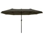 15ft Double-Sided Patio Umbrella Outdoor Market Extra Large Gray with Crank for Deck Lawn Backyard Pool