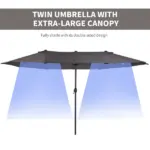 15ft Double-Sided Patio Umbrella Outdoor Market Extra Large Gray with Crank for Deck Lawn Backyard Pool - Image 4