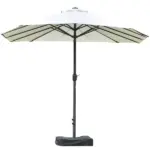 15ft Patio Umbrella with Base, Rectangular, Double-Canopy, UV-Blocking, Easy Crank, Beige - Image 8