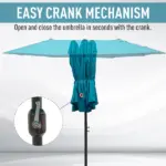 Outsunny 15 Ft Patio Umbrella with Base, Rectangular, Double-Canopy, UV-Blocking, Easy Crank, Blue - Image 5