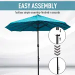 Outsunny 15 Ft Patio Umbrella with Base, Rectangular, Double-Canopy, UV-Blocking, Easy Crank, Blue - Image 6