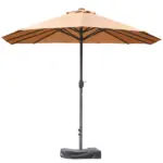 Outsunny 15ft Patio Umbrella with Base, Rectangular, Double-Canopy, UV-Blocking, Easy Crank, Coffee - Image 17