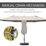 Outsunny 15ft Patio Umbrella with Base, Rectangular, Double-Canopy, UV-Blocking, Easy Crank, Coffee - Image 5