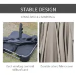 Outsunny 15ft Patio Umbrella with Base, Rectangular, Double-Canopy, UV-Blocking, Easy Crank, Coffee - Image 6