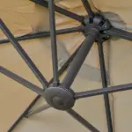 Outsunny 15ft Patio Umbrella with Base, Rectangular, Double-Canopy, UV-Blocking, Easy Crank, Coffee - Image 9