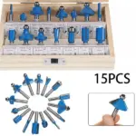 15 Piece Carbide Router Bit Set 1/4 Inch Shank with Wooden Case - Image 7