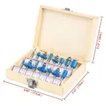 15 Piece Carbide Router Bit Set 1/4 Inch Shank with Wooden Case - Image 8