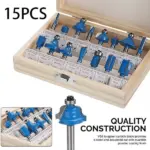 15 Piece Carbide Router Bit Set 1/4 Inch Shank with Wooden Case - Image 11