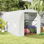 15x7x7 High Tunnel Greenhouse, with 6 Roll-up Windows and Roll Up Door, 140 GSM PE Cover, Steel Frame, for Planting, Garden, White - Image 2