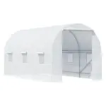 15x7x7 High Tunnel Greenhouse, with 6 Roll-up Windows and Roll Up Door, 140 GSM PE Cover, Steel Frame, for Planting, Garden, White