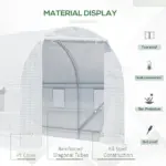 15x7x7 High Tunnel Greenhouse, with 6 Roll-up Windows and Roll Up Door, 140 GSM PE Cover, Steel Frame, for Planting, Garden, White - Image 5