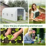 15x7x7 High Tunnel Greenhouse, with 6 Roll-up Windows and Roll Up Door, 140 GSM PE Cover, Steel Frame, for Planting, Garden, White - Image 6