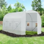 15x7x7 High Tunnel Greenhouse, with 6 Roll-up Windows and Roll Up Door, 140 GSM PE Cover, Steel Frame, for Planting, Garden, White - Image 7