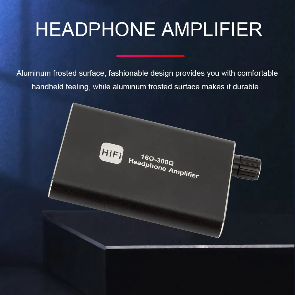 Portable HiFi Headphone Amplifier 16-300 Ohm with 3.5mm Input and USB-C Charging