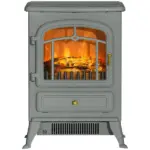 16" Electric Freestanding Fireplace, 750with1500W Indoor Fireplace Stove Heater with 3D Flame Effect for Home, Gray