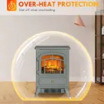 16" Electric Freestanding Fireplace, 750with1500W Indoor Fireplace Stove Heater with 3D Flame Effect for Home, Gray - Image 6