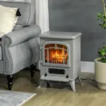 16" Electric Freestanding Fireplace, 750with1500W Indoor Fireplace Stove Heater with 3D Flame Effect for Home, Gray - Image 10