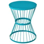 16" Steel Patio Side Table, Garden End Table with Hourglass Design, Accent Table for Outdoor and Indoor Use, Blue - Image 11