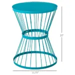 16" Steel Patio Side Table, Garden End Table with Hourglass Design, Accent Table for Outdoor and Indoor Use, Blue - Image 3