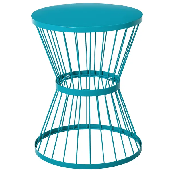 16-steel-patio-side-table-garden-end-table-with-hourglass-design-accent-table-for-outdoor-and-indoor-use-blue.webp 16" Steel Patio Side Table, Garden End Table with Hourglass Design, Accent Table for Outdoor and Indoor Use, Blue - Image 1