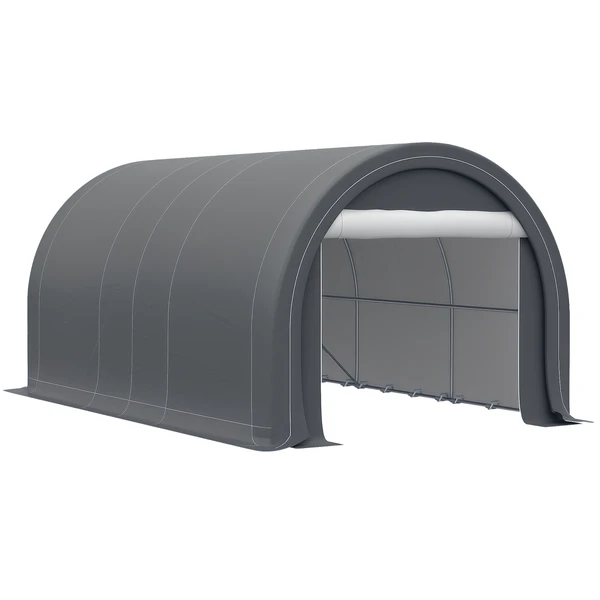 16-x-10-carport-heavy-duty-portable-garage-storage-tent-with-large-zippered-door-anti-uv-pe-canopy-cover-for-car-truck-boat-11.webp 16 x 10 ft Portable Garage Carport with Zippered Door and PE Canopy - Image 1