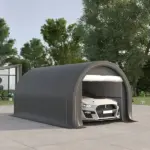 16 x 10 ft Portable Garage Carport with Zippered Door and PE Canopy - Image 2