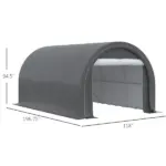 16 x 10 ft Portable Garage Carport with Zippered Door and PE Canopy - Image 3