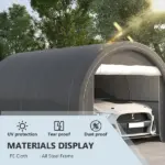 16 x 10 ft Portable Garage Carport with Zippered Door and PE Canopy - Image 4