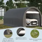 16 x 10 ft Portable Garage Carport with Zippered Door and PE Canopy - Image 5