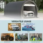 16 x 10 ft Portable Garage Carport with Zippered Door and PE Canopy - Image 7