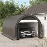 16 x 10 ft Portable Garage Carport with Zippered Door and PE Canopy - Image 10