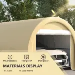 Outsunny 16' x 10' Carport, Heavy-Duty Portable Garage / Storage Tent with Large Zippered Door, Anti-UV PE Canopy Cover for Car, Truck, Boat - Image 4