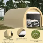 Outsunny 16' x 10' Carport, Heavy-Duty Portable Garage / Storage Tent with Large Zippered Door, Anti-UV PE Canopy Cover for Car, Truck, Boat - Image 5