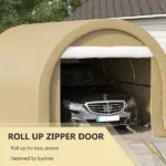 Outsunny 16' x 10' Carport, Heavy-Duty Portable Garage / Storage Tent with Large Zippered Door, Anti-UV PE Canopy Cover for Car, Truck, Boat - Image 6