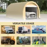 Outsunny 16' x 10' Carport, Heavy-Duty Portable Garage / Storage Tent with Large Zippered Door, Anti-UV PE Canopy Cover for Car, Truck, Boat - Image 7
