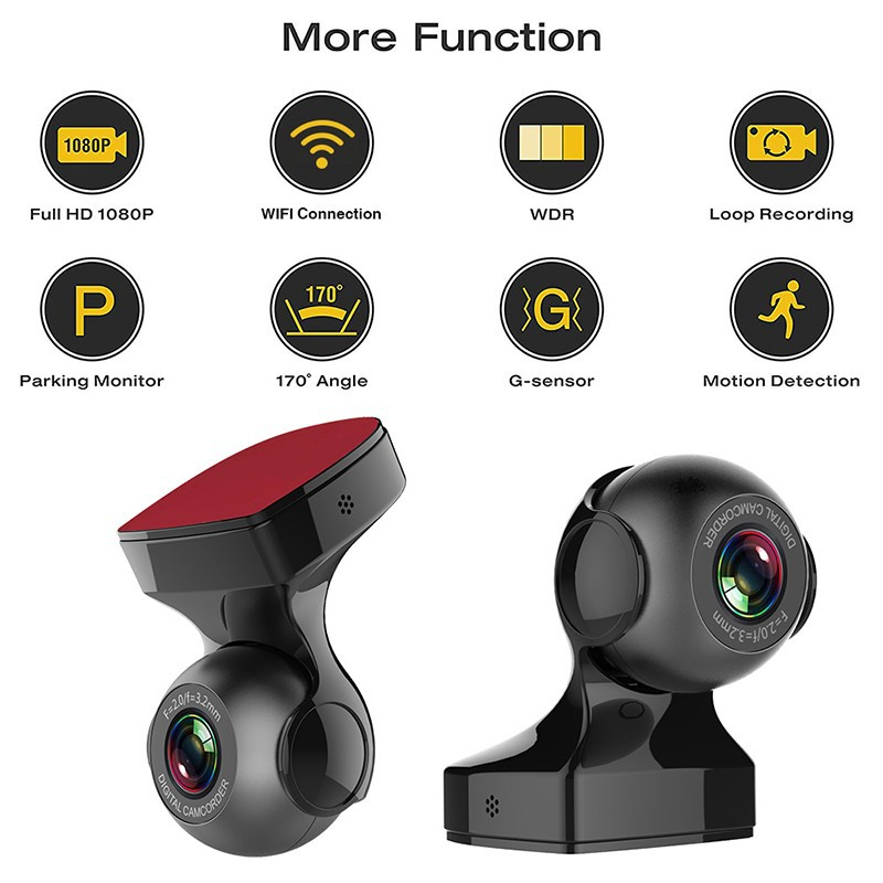 1080P WiFi Dash Cam with 170 Degree Wide Angle and G-Sensor