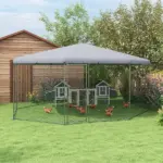 17.1 ft x 15.7 ft Large Outdoor Silver Chicken Run with Cover for 19-25 Chickens Walk-In Hen House - Image 2