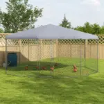 17.1 ft x 15.7 ft Large Outdoor Silver Chicken Run with Cover for 19-25 Chickens Walk-In Hen House - Image 11