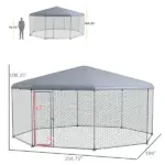 17.1 ft x 15.7 ft Large Outdoor Silver Chicken Run with Cover for 19-25 Chickens Walk-In Hen House - Image 3