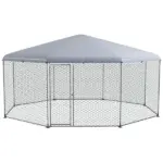 17.1 ft x 15.7 ft Large Outdoor Silver Chicken Run with Cover for 19-25 Chickens Walk-In Hen House - Image 10
